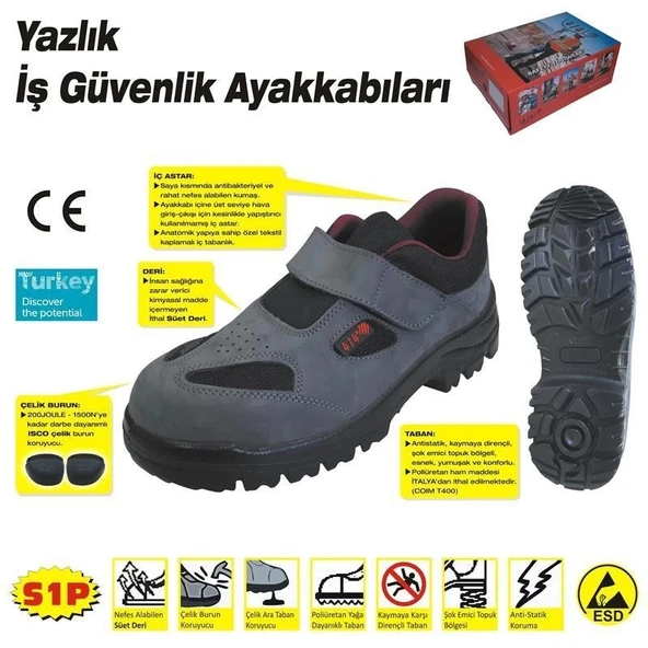 Mey İthalat® 414 YAZLIK S1 41 No Çelik Burunlu Ayakkabı ürün görseli 1