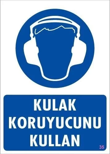 Mey İthalat® Kulak Koruyucu Kullan Uyarı Levhası 25x35 KOD:35 ürün görseli 1