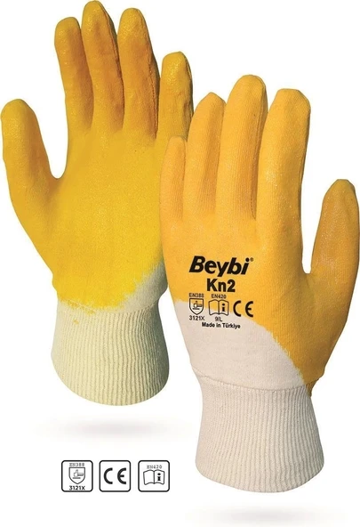 Mey İthalat® Beybi KN2 No:9 Sarı Nitril Pamuk Eldiven ürün görseli 1