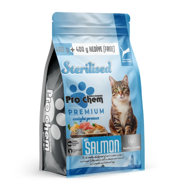 Pro Chem Somonlu Kısırlaştırılmış Kedi Maması 400+400 GR. ürün görseli 1