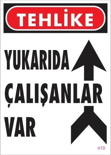 Mey İthalat® Yukarıda Çalışanlar Var Uyarı Levhası 25x35 KOD: 410 ürün görseli 1
