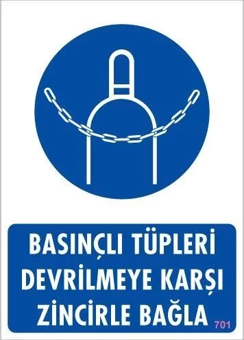 Mey İthalat® Basınçlı Tüpleri Devrilmeye Karşı Zincirle Uyarı Levhası 25x35 KOD: 701 ürün görseli 1