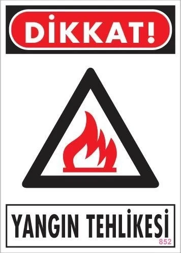 Mey İthalat® Dikkat Yangın Tehlikesi Uyarı Levhası 25x35 KOD:852 ürün görseli 1