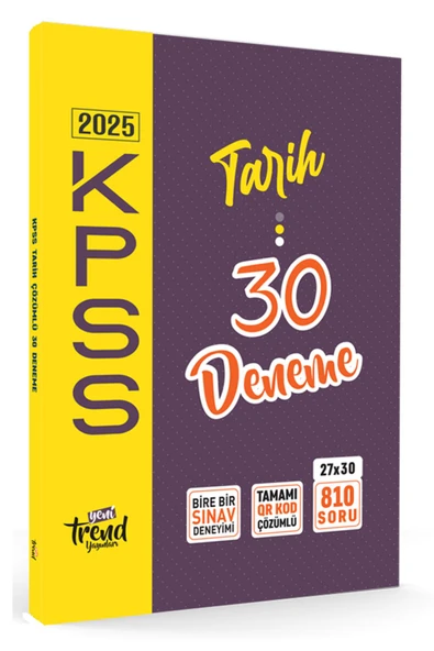 2026 Kpss Lisanss-Ön Lisans-Ortaöğretim Tarih 30 Lu Çözümlü Deneme ürün görseli 1