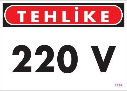 Mey İthalat® 220 V Teklike Uyarı Levhası 25x35 KOD:1114 ürün görseli 1