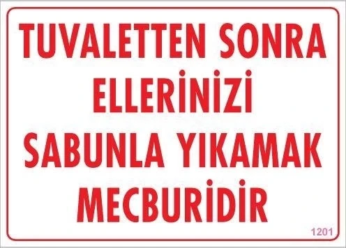 Mey İthalat® Ellerinizi Yıkayınız Uyarı Levhası 25x35 KOD:1201 ürün görseli 1