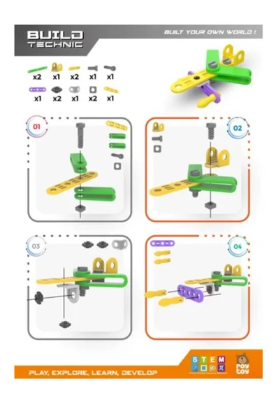 Build Technic Sök Tak 15 Parça Uçak - Resim 3