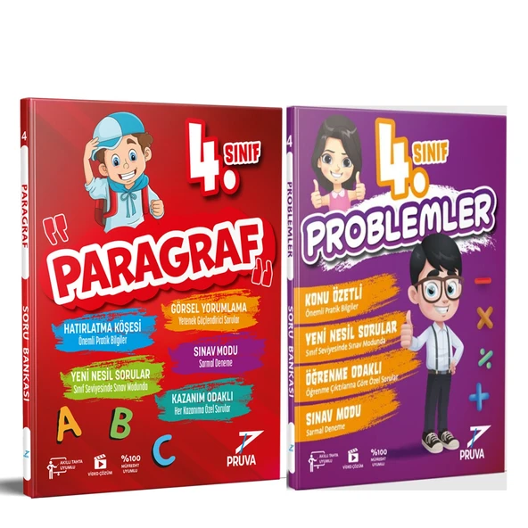 Pruva Akademi 4. Sınıf Paragraf ve Problemler Soru Bankası Seti 2 Kitap ürün görseli 1