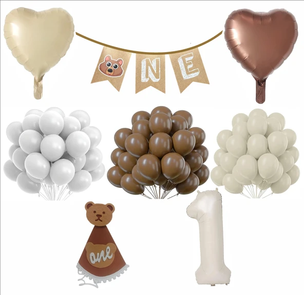 One 30 Balonlu, 1 Yaş Kalpli Set ürün görseli 1