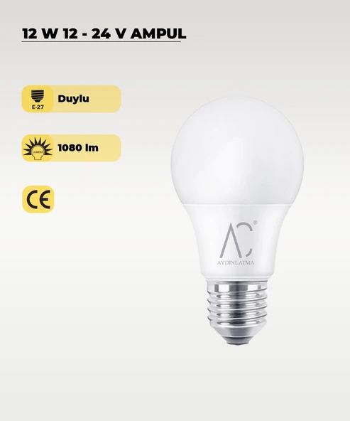 12W 12-24V  Ampul 6500K - Beyaz Işık - E-27 Duy ürün görseli 1