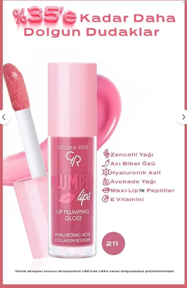 Golden Rose Plumped Lips Lip Plumping Gloss No: 211 ürün görseli 1