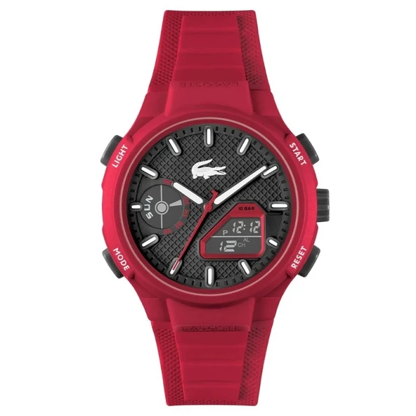 LACOSTE LAC2011368 KIRMIZI SİLİKON KORDON ANALOG/DİJİTAL ERKEK KOL SAATİ ürün görseli 1