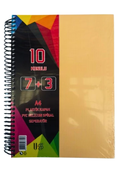 a4 boy 7+3 ayraçlı defter dersane defteri (7 kareli 3 çizgili ) 250 yaprak 10 bölümlü udep ürün görseli 1