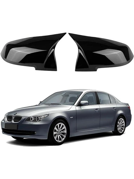 Bmw E60 5.seri Uyumlu 2003-2010 Batman Parlak Siyah Ayna Kapağı ürün görseli 1