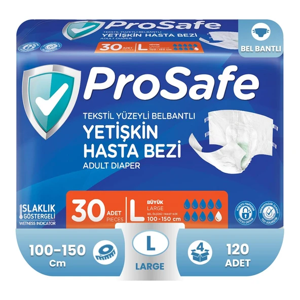 Prosafe Belbantlı Büyük Boy L 30'lu 4 Adet Hasta Bezi ürün görseli 1