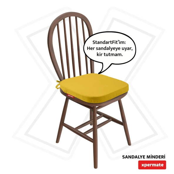 XPERMATE Oval Sandalye Minderi Fermuarlı Yıkanabilir Kılıf Bağcıklı Su ve Yağ İtici 42x42x5 Sarı ürün görseli 1