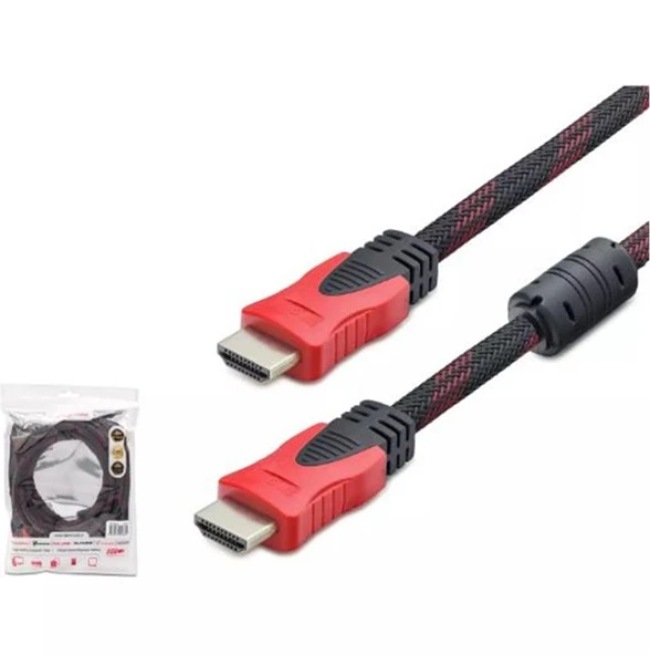 HADRON HDX2017 10MT HDMI (M) TO HDMI (M) KABLO ÖRGÜLÜ 10M SİYAH ürün görseli 1