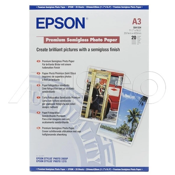 Epson A3 251Gram 20'li Premium Semigloss Fotoğraf Kağıdı S041334 ürün görseli 1
