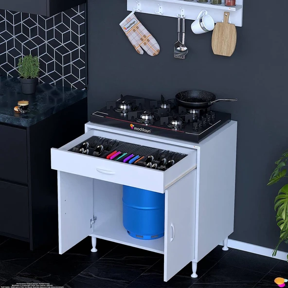 Modilayn DOQU (XL) Set Ocak Altı Dolap 70x88x48 cm 1 Çekmece 2 Kapaklı ve 1 Gözlü Tüp Bölmelidir ürün görseli 1