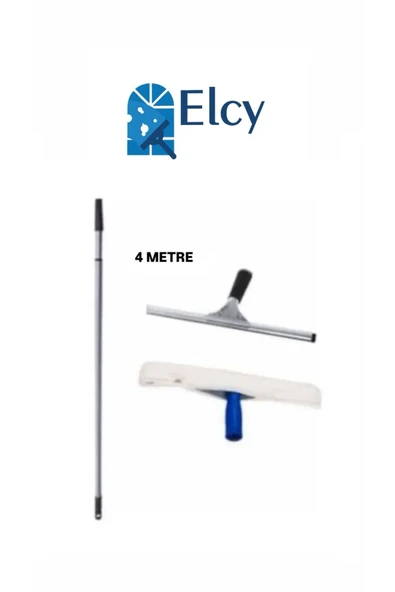 ELCY Cam Temizlik Seti 4 Metre Teleskopik Uzayabilen Metal Sap 35 Cm Cam Peluş Ve Cam Çekçeği ürün görseli 1