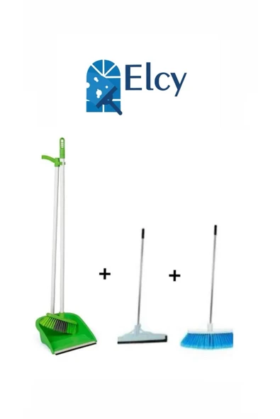 ELCY 3 Lü Temizlik Seti Metal Saplı Fırça Çekpas Çekçek Lux Katlanabilir Faraş ürün görseli 1