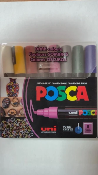 UNI POSCA MARKORU PC-5M/8C DC 1.8-2.5 KOYU RENK 8L ürün görseli 1