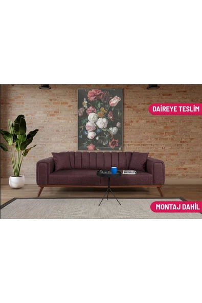Perla Sofa   VELAR YATAKLI KANEPE KETEN BORDO KAZAYAĞI ürün görseli 1