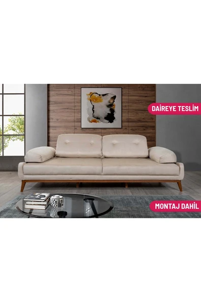 Perla Sofa   Nelson Üçlü Koltuk Babyface Krem ürün görseli 1