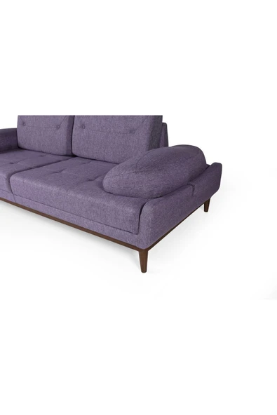 Perla Sofa   NELSON ÜÇLÜ KOLTUK KETEN MOR - Resim 4