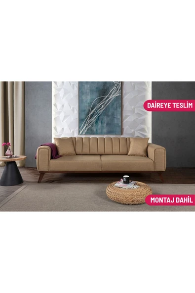 Perla Sofa   VELAR YATAKLI KANEPE KETEN HARDAL KAZAYAĞI ürün görseli 1
