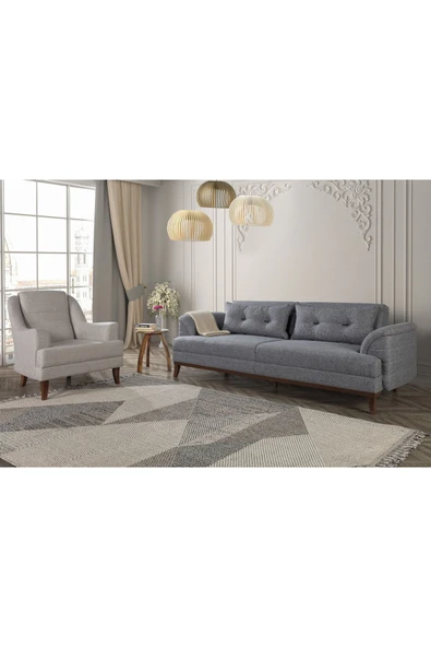 Perla Sofa   Madrid Koltuk Takımı Keten Açık Gri ürün görseli 1