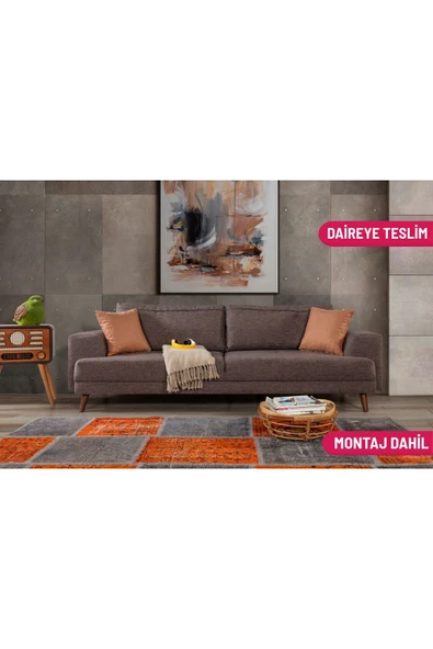 Perla Sofa   NOBİS YATAKLI KANEPE KETEN KAHVE ürün görseli 1