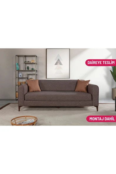 Perla Sofa   FERRANTİ YATAKLI SANDIKLI ÜÇLÜ KANEPE KAHVERENGİ ürün görseli 1