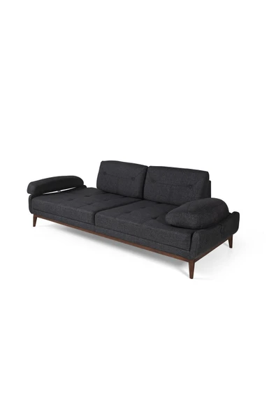 Perla Sofa   NELSON ÜÇLÜ KOLTUK KETEN ANTRASİT - Resim 4