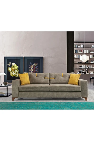 Perla Sofa   Konfor Üçlü Kanepe Vizon - Resim 2