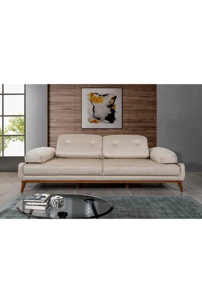 Perla Sofa   Nelson Üçlü Koltuk Babyface Krem - Resim 2
