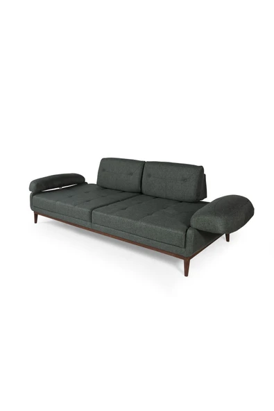 Perla Sofa   NELSON ÜÇLÜ KOLTUK KETEN YEŞİL - Resim 5