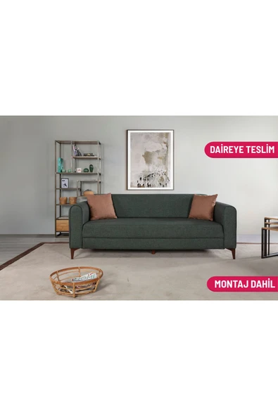 Perla Sofa   FERRANTİ YATAKLI SANDIKLI ÜÇLÜ KANEPE YEŞİL ürün görseli 1