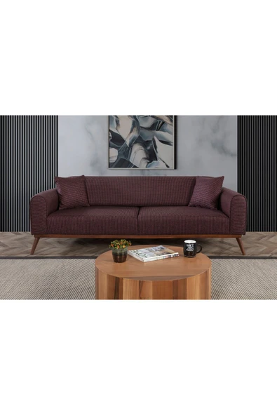 Perla Sofa   SENECA YATAKLI KANEPE KETEN BORDO KAZAYAĞI ürün görseli 1
