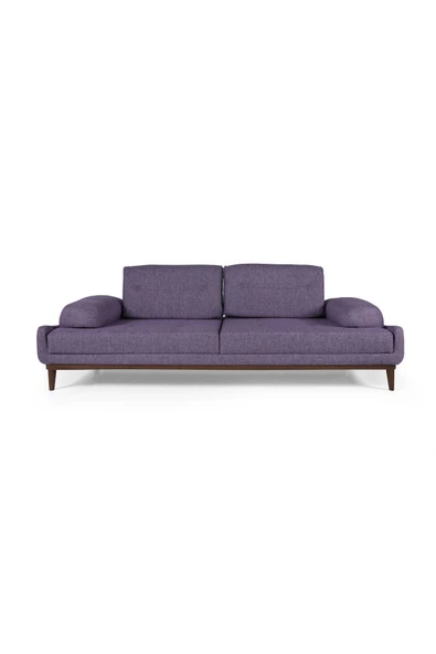 Perla Sofa   NELSON ÜÇLÜ KOLTUK KETEN MOR - Resim 2