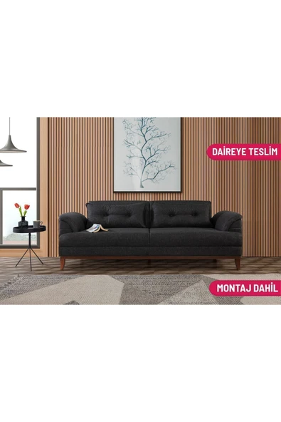 Perla Sofa   Madrid Üçlü Yataklı Kanepe Keten Antrasit ürün görseli 1