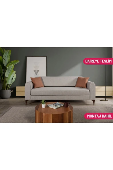 Perla Sofa   FERRANTİ YATAKLI SANDIKLI ÜÇLÜ KANEPE KREM ürün görseli 1