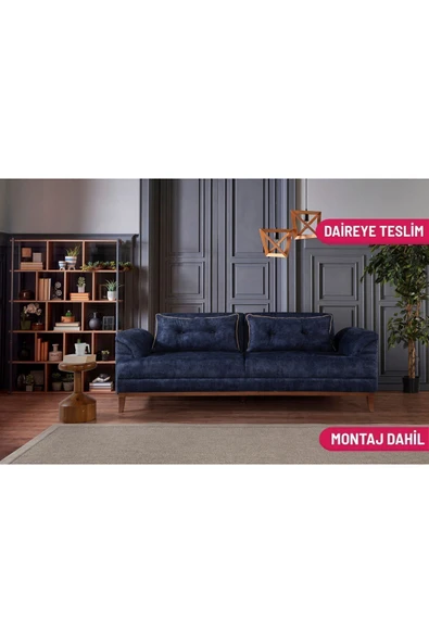 Perla Sofa   Madrid Üçlü Yataklı Koltuk Bora Lacivert ürün görseli 1