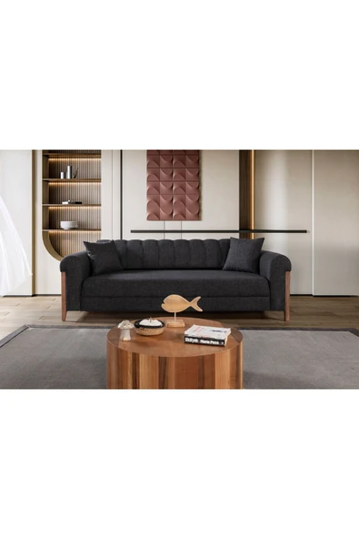 Perla Sofa   KİTKAT AHŞAP YATAKLI SANDIKLI KANEPE ANTRASİT ürün görseli 1