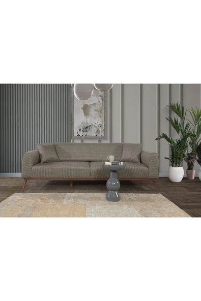 Perla Sofa   Seneca Yataklı Kanepe Keten Koyu Yeşil Kazayağı ürün görseli 1