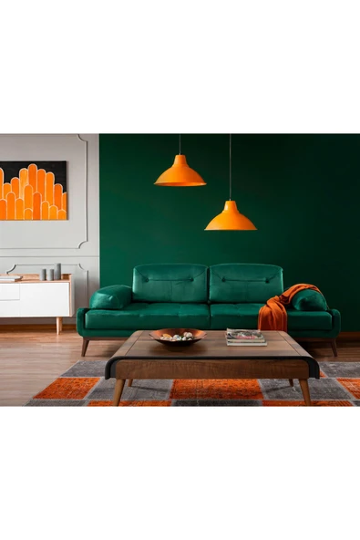 Perla Sofa   Nelson Üçlü Koltuk Babyface Yeşil - Resim 2