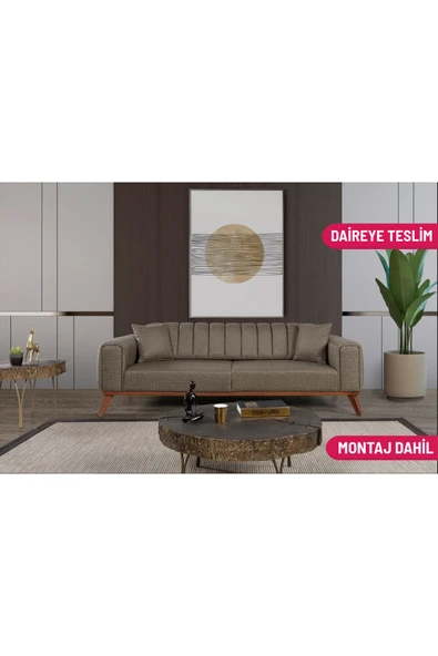 Perla Sofa   VELAR YATAKLI KANEPE KETEN KAHVE KAZAYAĞI ürün görseli 1