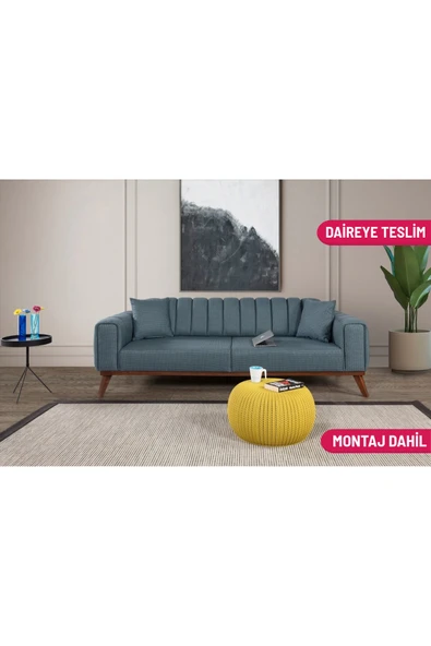 Perla Sofa   VELAR YATAKLI KANEPE KETEN MAVİ KAZAYAĞI ürün görseli 1