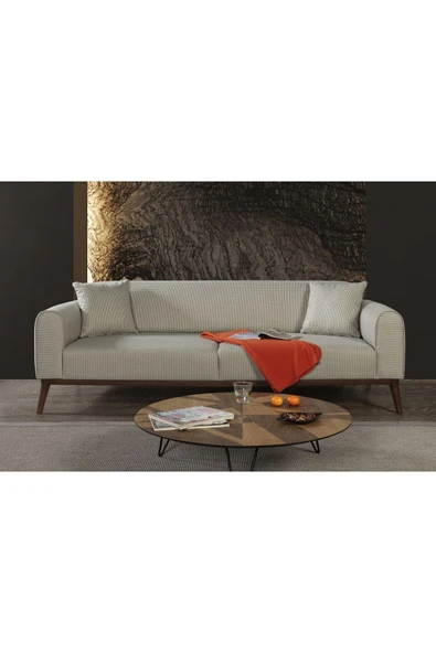 Perla Sofa   Seneca Yataklı Kanepe Keten Açık Yeşil Kazayağı ürün görseli 1