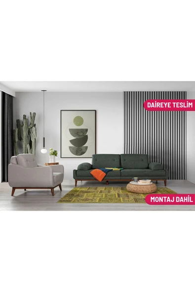 Perla Sofa   NELSON YATAKLI KOLTUK TAKIMI KETEN YEŞİL ürün görseli 1